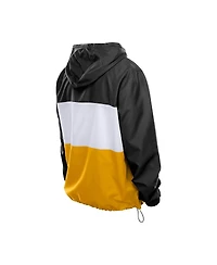 New Era Men's Black Pittsburgh Steelers Ripstop Quarter-Zip Hooded Windbreaker