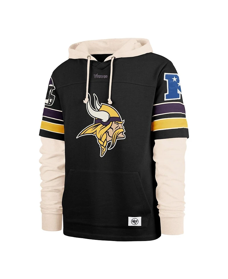 '47 Brand Men's Black Minnesota Vikings Split Zone Cornerback Duo Hoodie