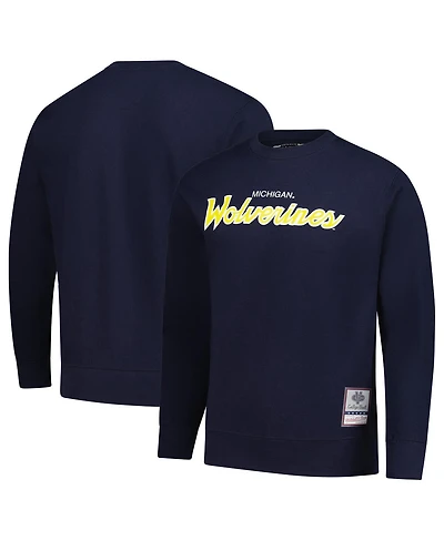 Mitchell & Ness Men's Navy Michigan Wolverines Elite Script Pullover Sweatshirt