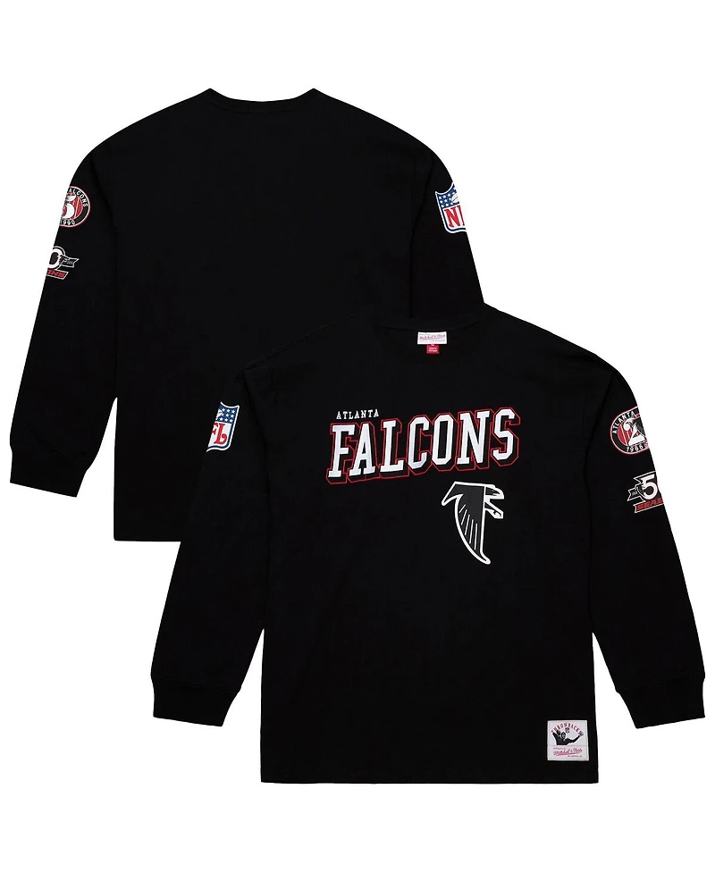 Mitchell & Ness Men's Black Atlanta Falcons Training Camp Vintage Logos Long Sleeve T-Shirt