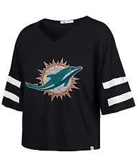 '47 Brand Women's Black Miami Dolphins Premier Scout Cropped V-Neck T-Shirt