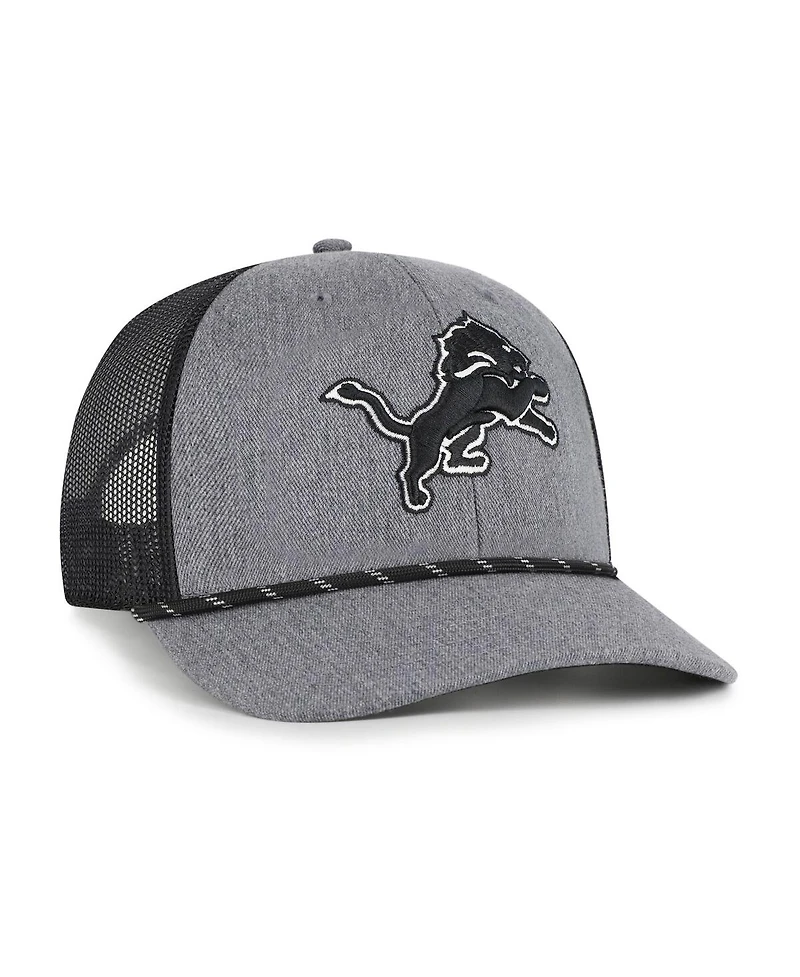 '47 Brand Men's Heather Charcoal Detroit Lions Carbon Rope Trucker Adjustable Hat