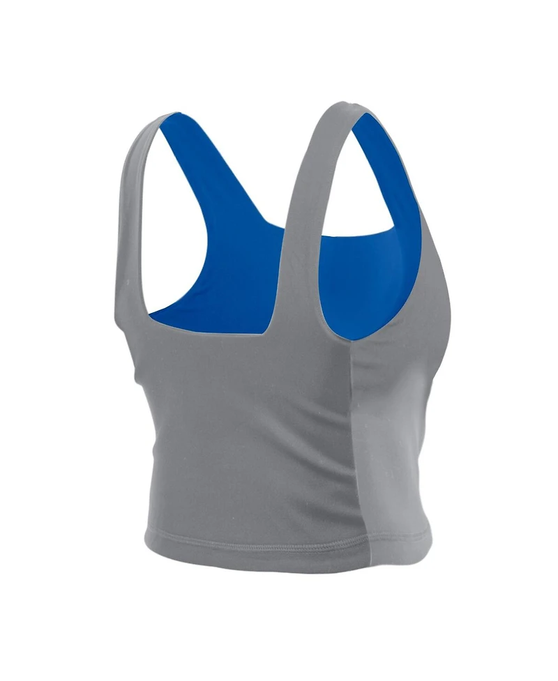 New Era Women's Blue/Gray Detroit Lions Reversible Cropped Sport Classics Tank Top