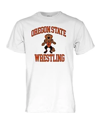 Blue 84 Men's and Women's White Oregon State Beavers Wrestling Beaver T-Shirt