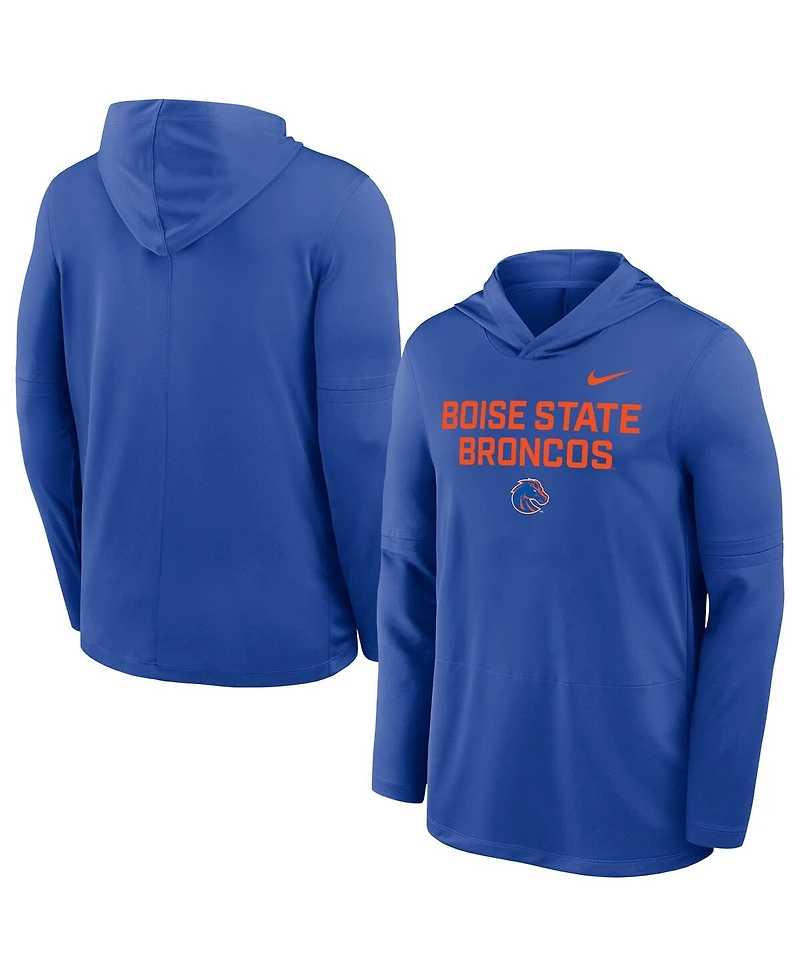 Nike Men's Royal Boise State Broncos 2025 Sideline Dri-fit Long Sleeve Hoodie T-Shirt