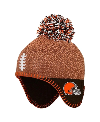 Outerstuff Preschool Brown Cleveland Browns Football Head with Pom Knit Hat