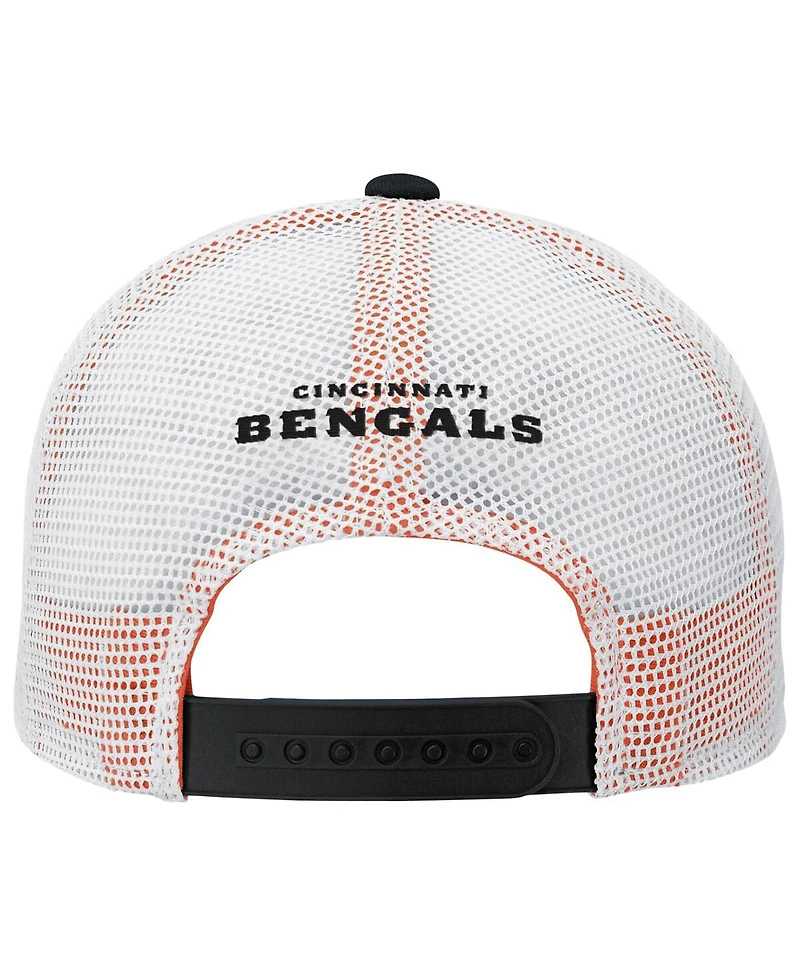Outerstuff Big Boys and Girls Black Cincinnati Bengals Core Lockup Trucker Adjustable Hat