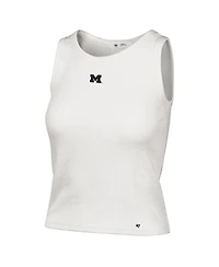 47 Brand Women's Cream Michigan Wolverines Micro Logo Ribbed Cropped Tank Top