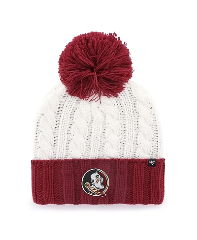 '47 Brand Women's White Florida State Seminoles Fireside Cuffed with Pom Knit Hat