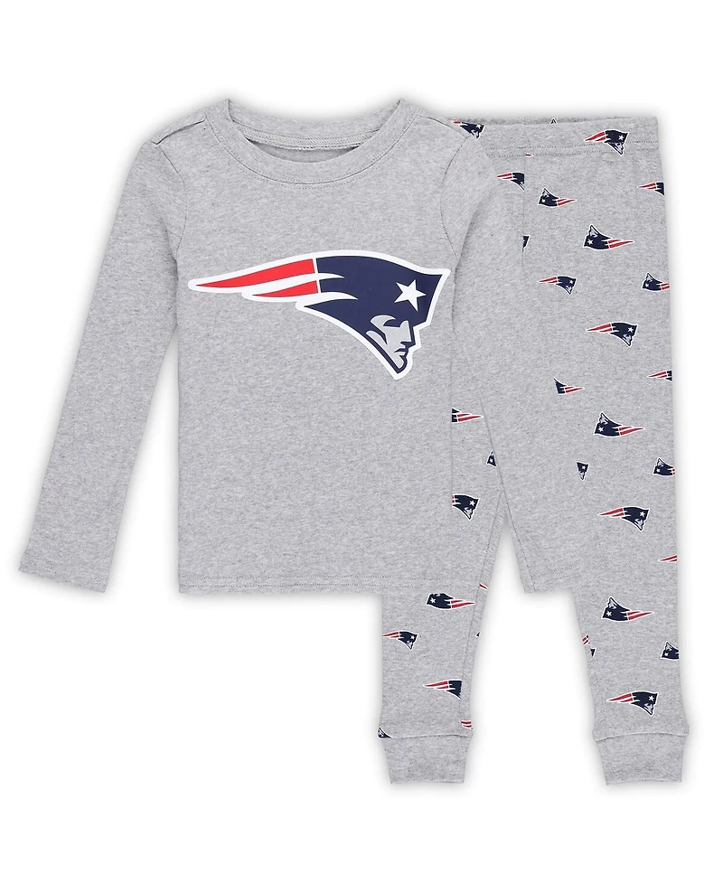 Outerstuff Preschool 2-Piece Heather Gray New England Patriots Long Sleeve T-Shirt and Pants Sleep Set