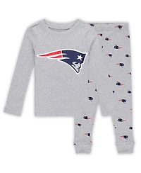 Outerstuff Preschool 2-Piece Heather Gray New England Patriots Long Sleeve T-Shirt and Pants Sleep Set