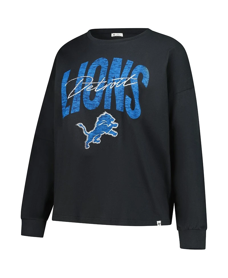 '47 Brand Women's Black Detroit Lions Plus Muse Sydney Long Sleeve T-Shirt