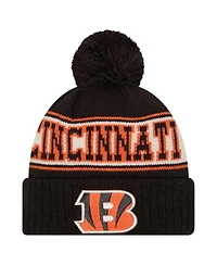 New Era Big Boys and Girls Black Cincinnati Bengals Retro Cuffed Knit with Pom Hat