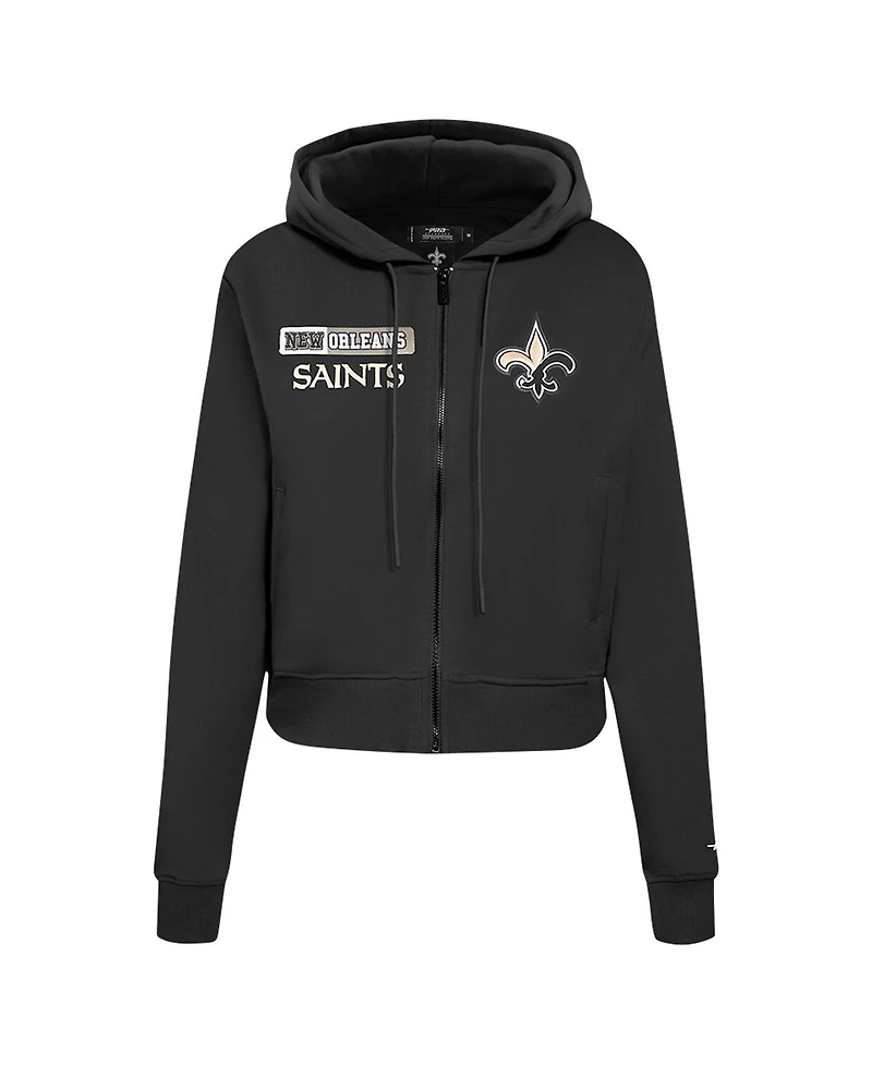 Pro Standard Women's Black New Orleans Saints Split Logo Full-Zip Hoodie