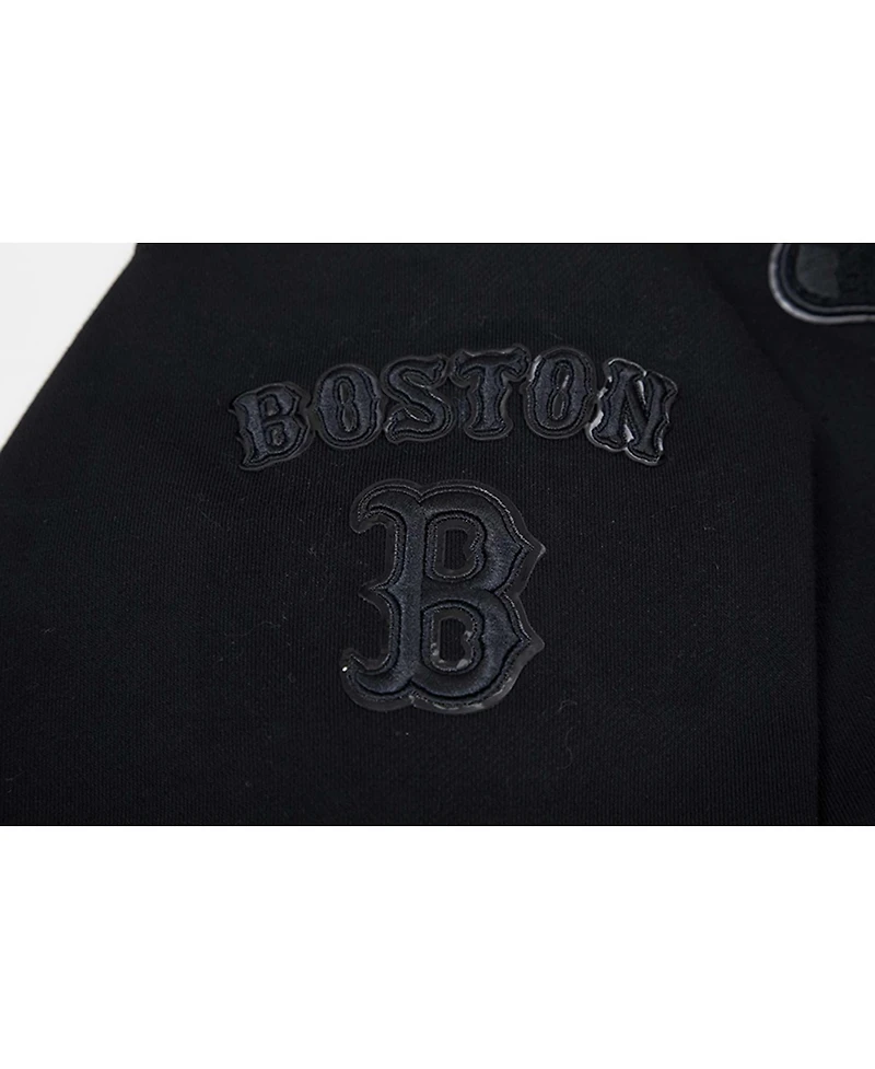 Pro Standard Women's Boston Red Sox Triple Black Cropped Pullover Hoodie