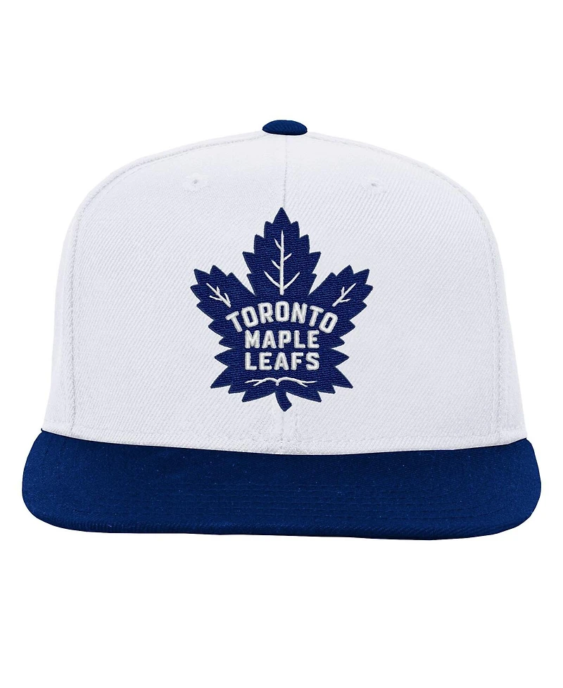 Mitchell & Ness Big Boys and Girls White/Blue Toronto Maple Leaf's Core Team Two-Tone Snapback Hat