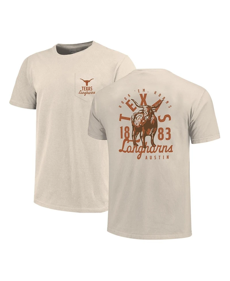 Image One Men's Cream Texas Longhorns Big Tall Mascot Overlay Essential Pocket T-Shirt