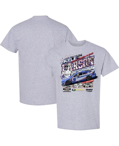Checkered Flag Sports Men's Heather Gray Kyle Larson 2025 AdventHealth 400 Race Winner T-Shirt