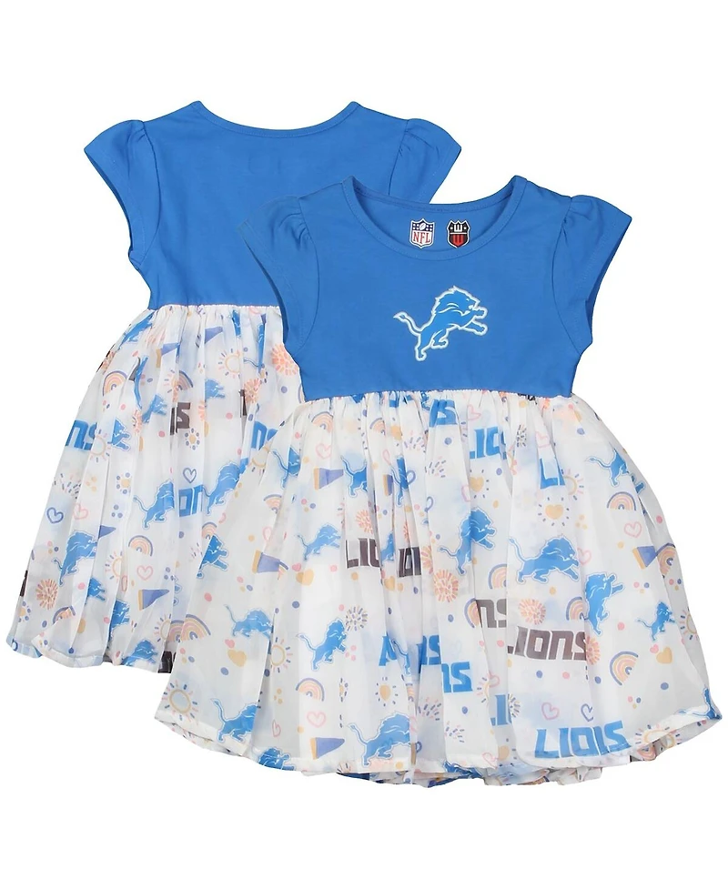 Wes & Willy Girls Toddler Blue Detroit Lions Princess Dress