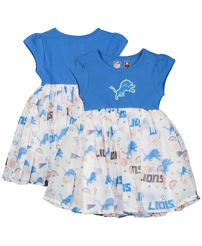 Wes & Willy Girls Toddler Blue Detroit Lions Princess Dress