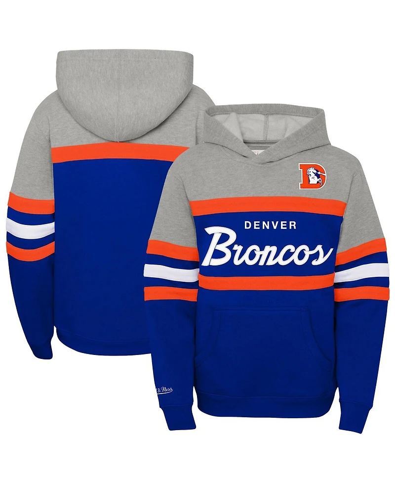 Mitchell & Ness Big Boys and Girls Royal Denver Broncos Throwback Head Coach Pullover Hoodie