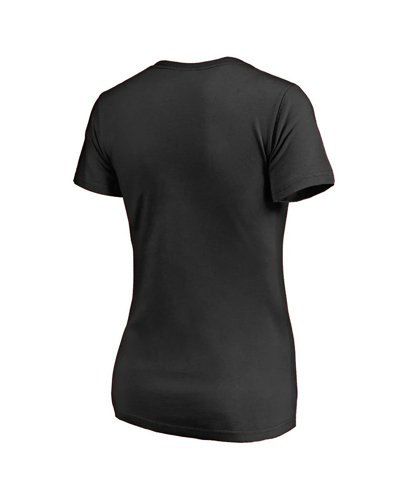 Fanatics Mto Label Women's Black Chicago Blackhawks Splatter Logo V-Neck T-Shirt