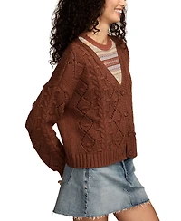 Lucky Brand Women's Cropped Cable Cardigan Sweater