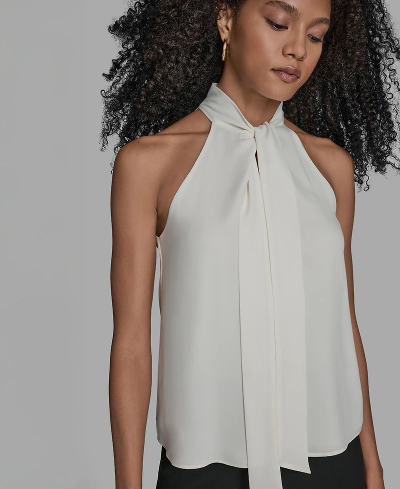 Bcbg Women's Sleeveless Tie Neck Blouse