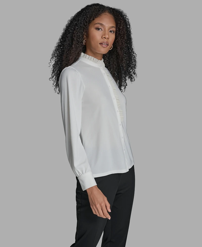 Bcbg Long Sleeve Ruffle Blouse