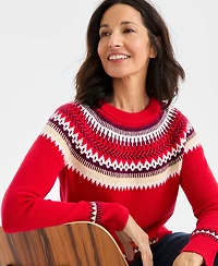 Style & Co Petite Fair Isle Long Sleeve Sweater, Macy's Exclusive