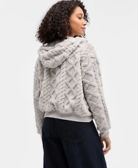 Madden Girl Juniors' Embossed Cable Zip-Up Hoodie