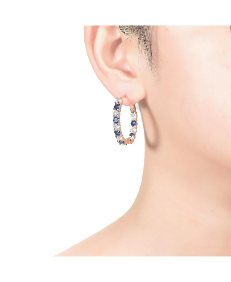 Colored Cubic Zirconia Inside Out Hoop Earrings