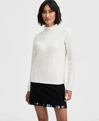On 34th Women's Mock-Neck Cable-Knit Pullover Sweater, Created for Macy's