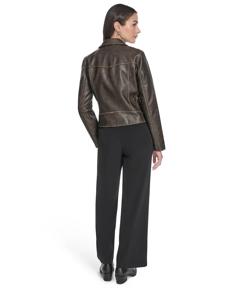 Levi's Women's Faux-Leather Asymmetric-Zip Moto Jacket
