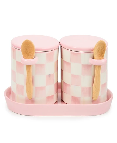 MacKenzie-Childs Rosy Check Farmhouse Canisters, Set of 2