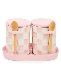 MacKenzie-Childs Rosy Check Farmhouse Canisters, Set of 2