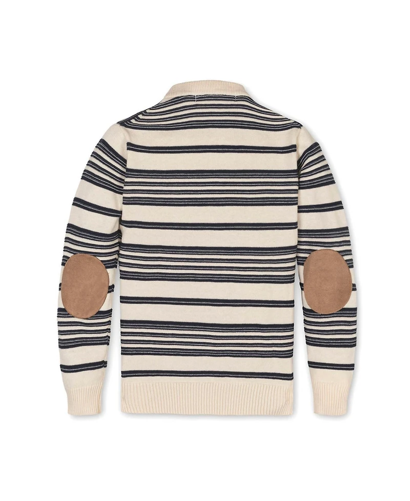 Hope & Henry Baby Boys Organic Long Sleeve Henley Pullover Sweater with Elbow Patches