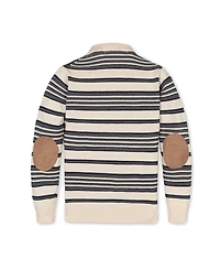 Hope & Henry Baby Boys Organic Long Sleeve Henley Pullover Sweater with Elbow Patches