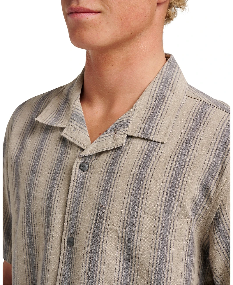 Quiksilver Men's Oxford Stripe Casual Short Sleeve Shirt