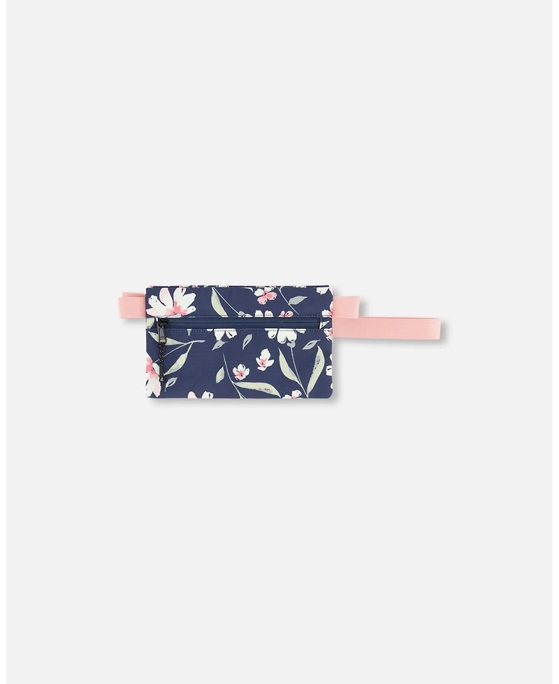 Deux par Deux Girl Double Pencil Case Navy Flower Print - Toddler|Child