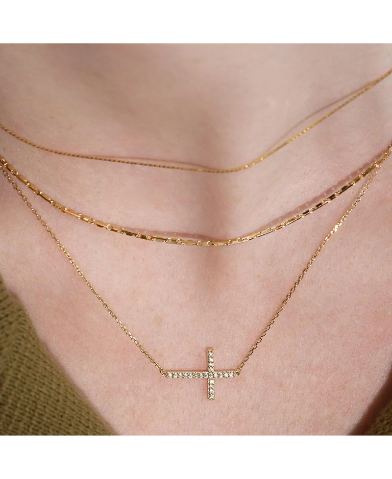 Sterling Silver 18k Gold Plated Horizontal Cross Necklace, Summer