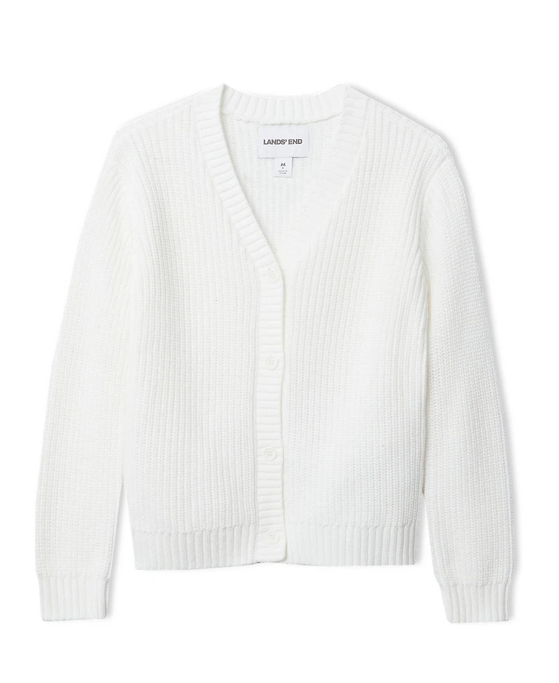 Lands' End Big Girls Plus Button Front Knit Cardigan
