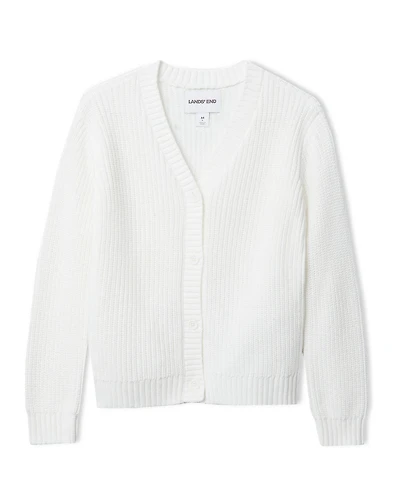 Lands' End Big Girls Plus Button Front Knit Cardigan