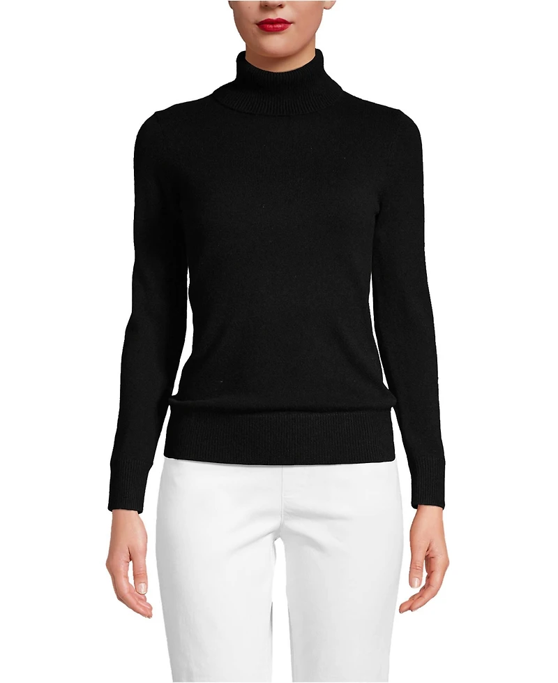 Lands' End Women's Tall Cashmere Turtleneck Sweater