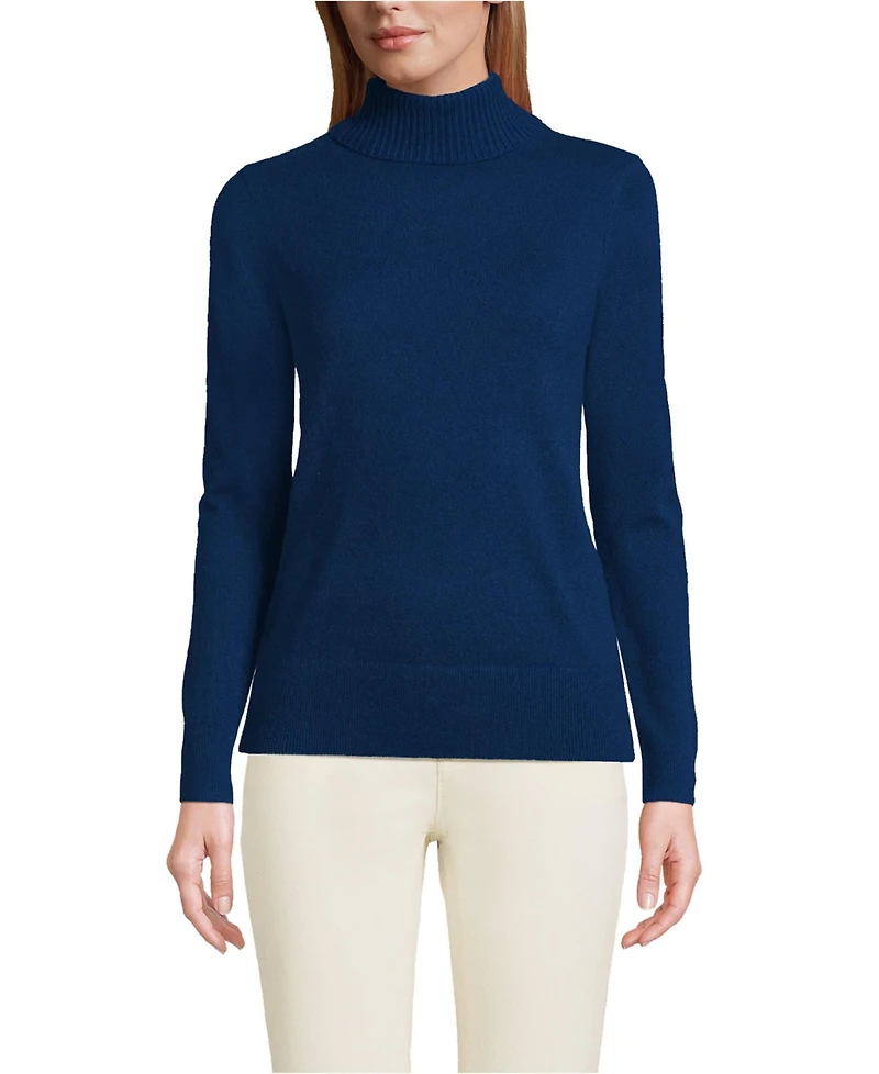 Lands' End Women's Tall Cashmere Turtleneck Sweater