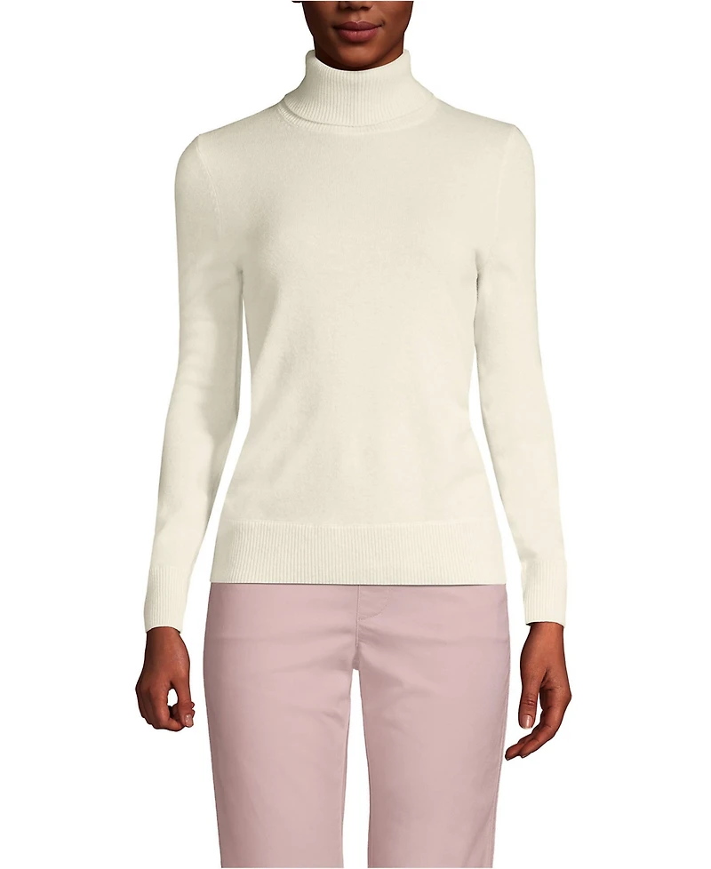 Lands' End Women's Tall Cashmere Turtleneck Sweater