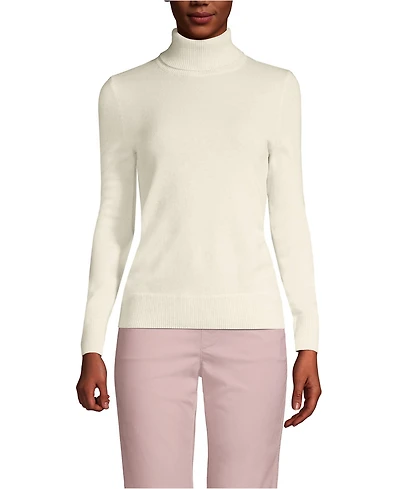 Lands' End Women's Tall Cashmere Turtleneck Sweater