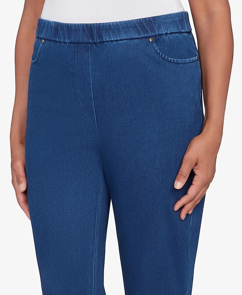 Alfred Dunner Petite Sunset Canyon Denim Knit Short Length Split Hem Jeans