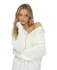 Belle & Bloom Women's Another Love Fringe Knit Zip Cardigan