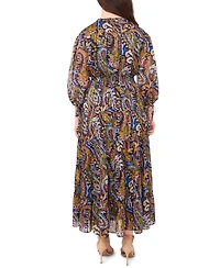 Msk Petite Tie-Sleeve Tiered Maxi Dress